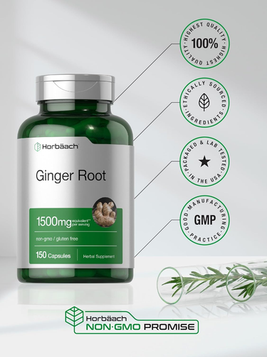 Ginger Root Capsules 1500 mg | 150 Pills | Non-GMO, Gluten-Free | Ginger Root Ex - Picture 6 of 8