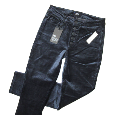 NWT Paige Hoxton Ankle Peg in Midnight Slate Stretch Velvet Skinny