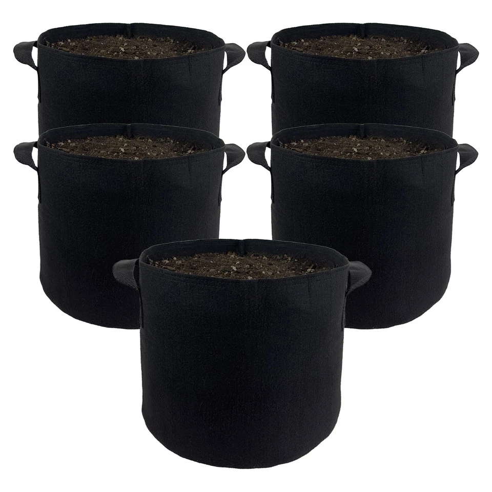 5 упаковок сверхпрочных утолщенных нетканых мешков для выращивания от 5 до 200 галлонов - Изображение 2 из 4