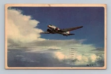 American Airlines in Flight Route of Flagships Airliner Aircraft c.1945 Postcard