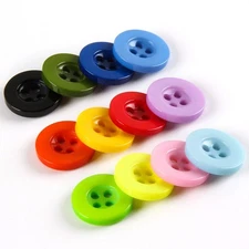100x Multi Colours Two-Hole Flat Round Flat 11-20mm Buttons for Craft & Sewing/