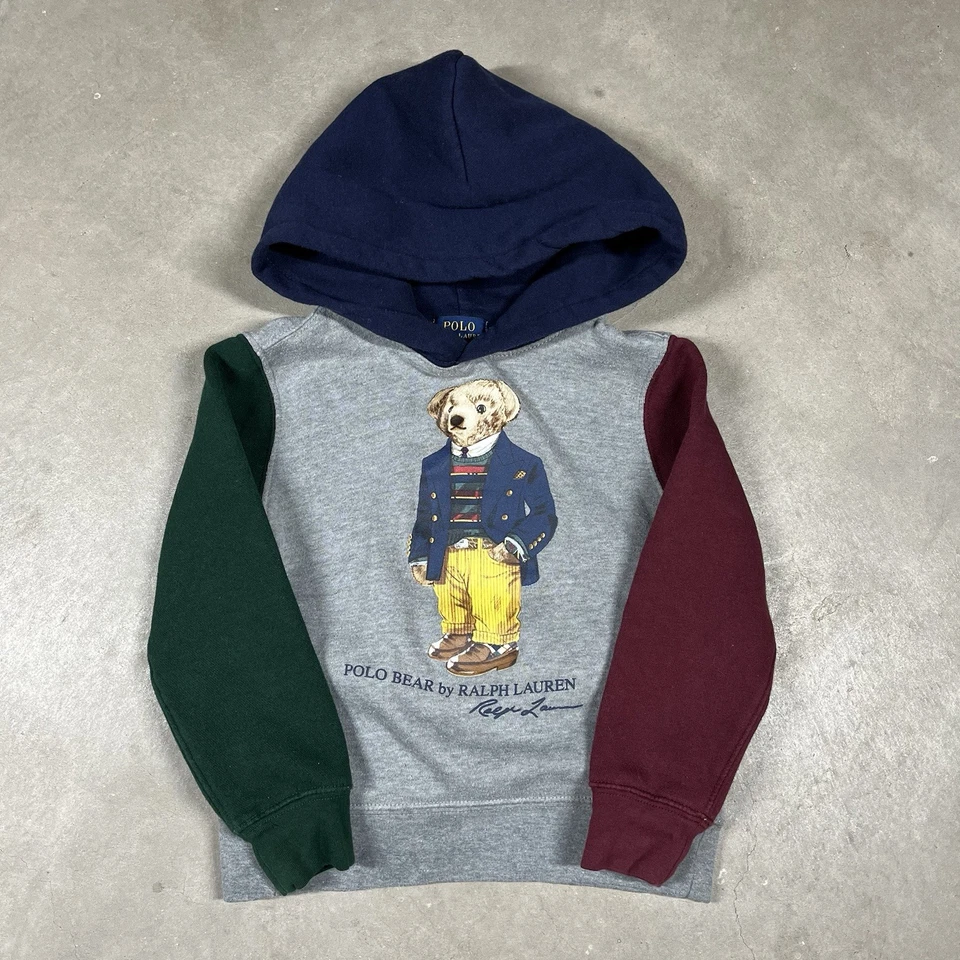 Polo Ralph Lauren Sudadera con Capucha Niños 4T Polo Oso Gris Bloque de Color Vellón Foto 2 de 4