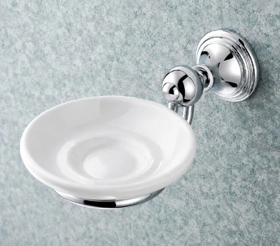 Haceka Allure Seifenschale mit Halter Porzellan Weiß Chrom Messing 401803 - Bild 1 von 3