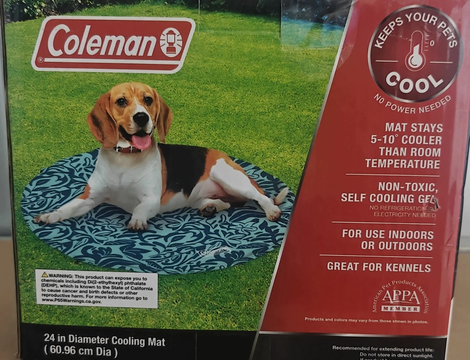 Round Cool Comfort Cooling Gel Pet Pad Mat Green Grass Large 24 In