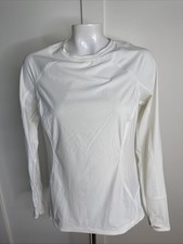 Athleta Long Sleeve Crew Neck Pull Over White Womens Size M Thumb Holes
