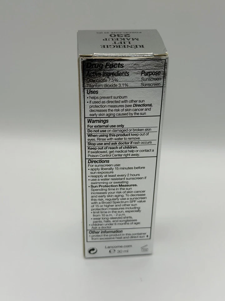 Lancome Renergie Lift Makeup 230  Porcelaine 40 (W) SPF 20 1oz/30ml New with BOX - Image 3 of 3