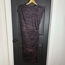 H&M Women's Knee Length Dress Soft Jersey Printed Pattern Draped At Waist L