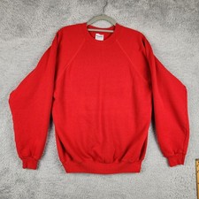 Vintage Hanes Sweatshirt Mens XL Red Fleece Crewneck Blank Raglan 80s 90s Retro