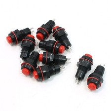 10 x AC 250V 1A 125V 3A 2 Terminal Round Momentary Push Button Switch Red