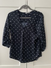 Stradivari rius Damen Bluse M Blau Weiß Punkte Polkadots