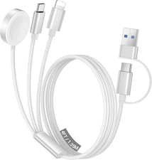 3 in 2 USB C Charger Cable for Apple Watch and iPhone 4FT White
