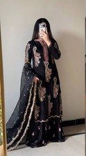 Black Pakistani Salwar Kameez Ready To Wear Dress Suits Wedding Party Bollywood