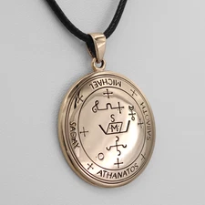 Archangel Michael Sigil Pendant Necklace - Bronze 1.25" Amulet Archangel Jewelry