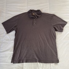 Eddie Bauer Travex Polo Shirt Men  s Size M Brown Stripped Button Up Short Sleeve