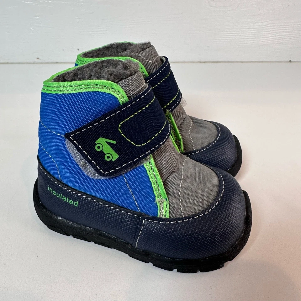 See Kai Run, Toddler Winter Boots, US Size 4 Black/Blue/Gray Insulated Fur Loop - Image 3 of 4