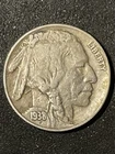 1938D Buffalo Nickel 5 Cent Coin, Km134 US Five Cent Coin
