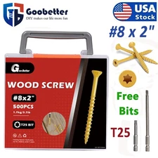 500PCS #8x2" Deck Screws T25 Torx Drive Self Tapping Wood Decking Fence Screws