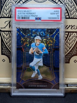 2023 Panini Select - Suite Level Justin Herbert #452 Blue Disco Prizm /25 PSA 10