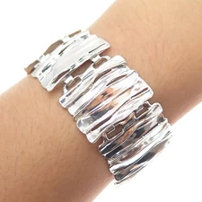 HAGIT GORALI 925 Sterling Silver Vintage Israel Modernist Panel Link Bracelet 7"