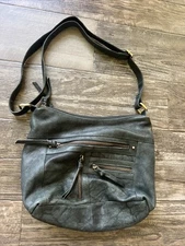 Great American Leatherworks Gray Leather Purse Handbag Shoulder Bag Pockets