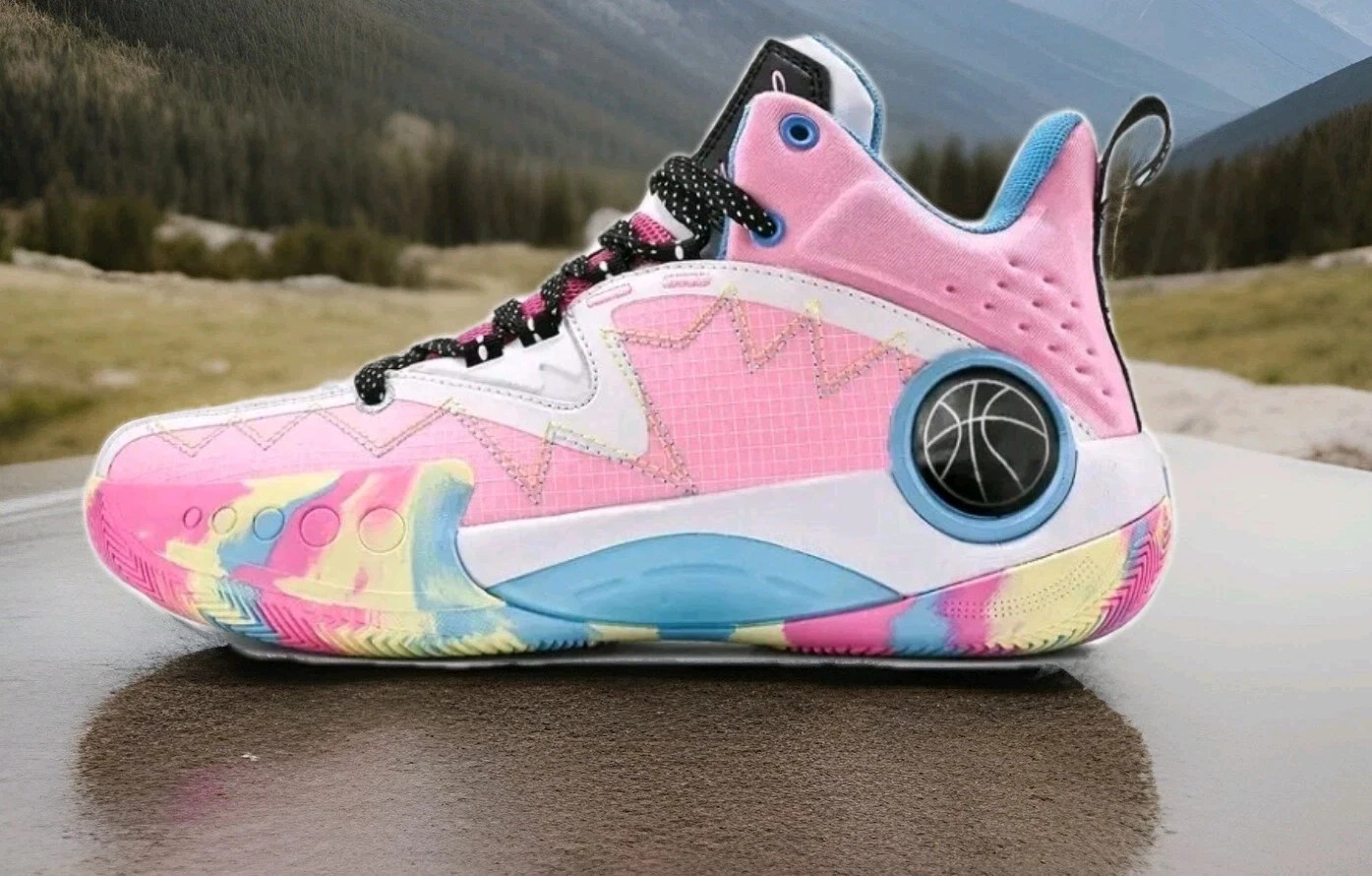  PINK/ SNEAKERS-  ATHLETIC & STYLISH LEATHER HARD RUBBER SIZE  8, 5 - 9 