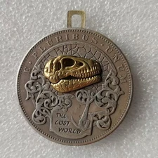Movable Mechanism Coin " Gold Dinosaur Head"  Plated Amazing Hobo Art US Eagle