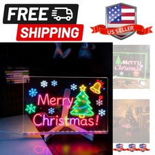 LED Note Board with 7 Colors - 13.8"x10" Acrylic Dry Erase Board with Light,4...