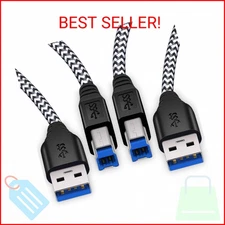 Besgoods 6Ft USB 3.0 Cable, 2Pack - USB A Male to Type B Superspeed Braided Cord