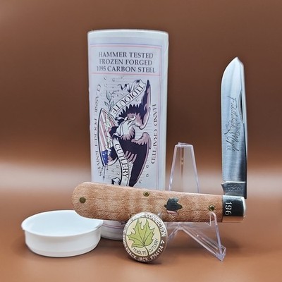 GEC Tidioute Cutlery Pocketknife MAPLE Handle 1095 Carbon Steel Drop Point Blade