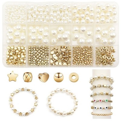 White Pearls Beads Alphabet Beads Handmade Diy Beaded Bracelet Earrings Necklace