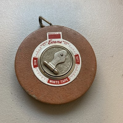 Vintage Tape Measure Evans 50 Foot White Steel Made In The USA