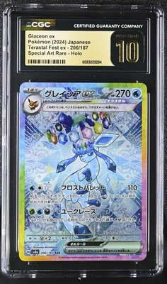 CGC 10 Pristine Glaceon ex 206/187 SAR Terastal Fest ex sv8a
