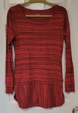 Toad & Co Women's Red Striped Long Sleeve Tunic Shirt Top Size Small