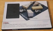 Home Basics Slate Cheese Platter Tray 8 x 12 Cutting Board Chalk Black NIB