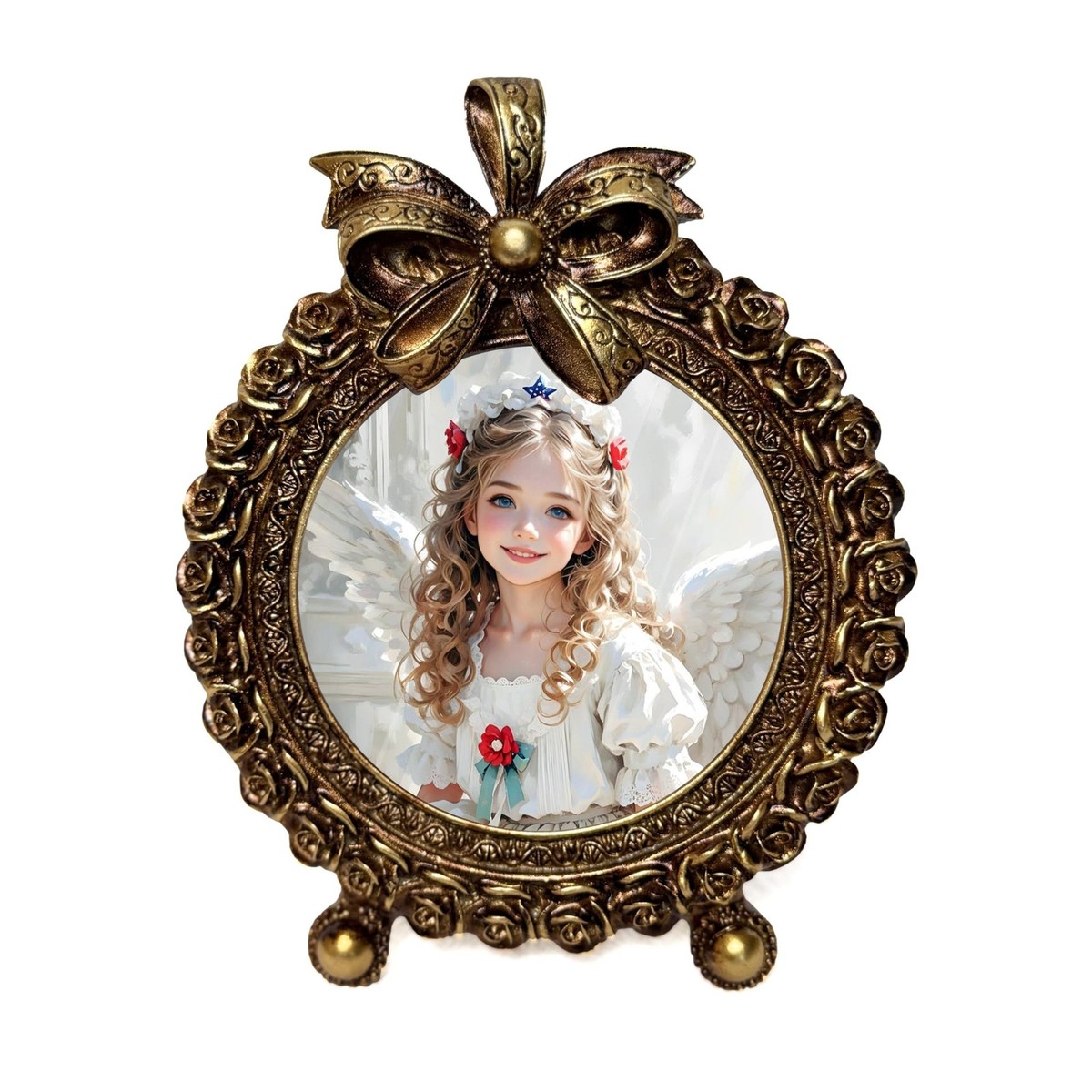 4x4 Vintage Picture Frames, Mini Antique Round Frame, Rose
