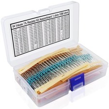 1280pcs 64Val 1/4W 1 Metal Film Resistors Assortment 1-10MOhm with Box DIY