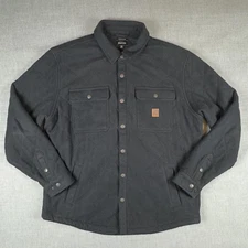 Brixton Cass Jacket Mens XL Black Quilted Fleece Shirt Jacket Snap Front Lined