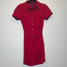 Tommy Hilfiger Red (pinkish)Short-Sleeve Button Down Dress with Belt M
