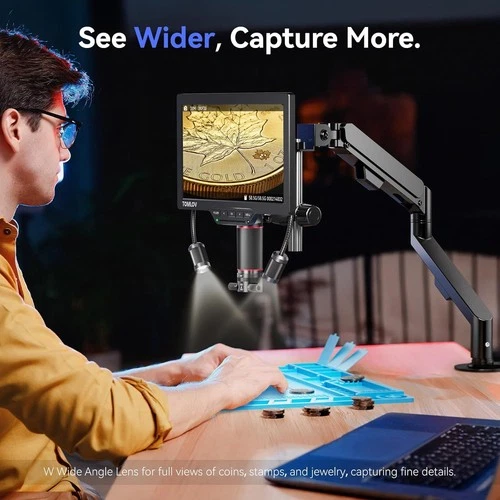 TOMLOV 10" LCD 2000X HDMI Digital Mikroskop Flex Arm Lötmikroskop Erwachsene - Bild 24 von 40