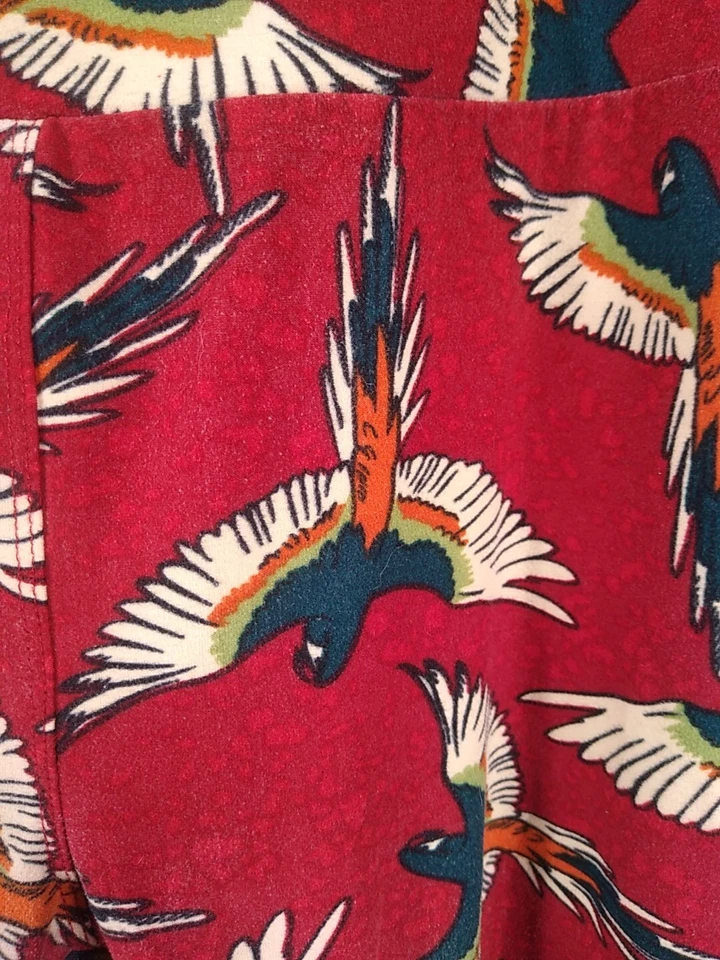 Leggings LuLaRoe OS talla única ARROTS rojo aves tropicales Foto 2 de 4