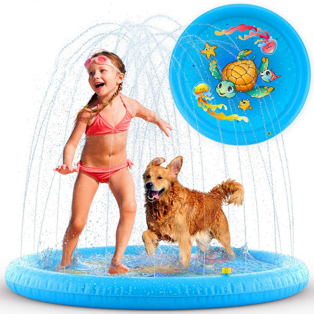 Colchoneta de Chorros Agua para Niños Hinchable Piscina Bebés Alfombra de Juegos