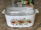 Vintage Pyrex Corning Ware Casserole Dish, 5 Qt Spice Of Life design with Lid