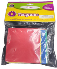 Teacher Created Resources Foam Tangram Squares 8 Different Colored Pieces T43 