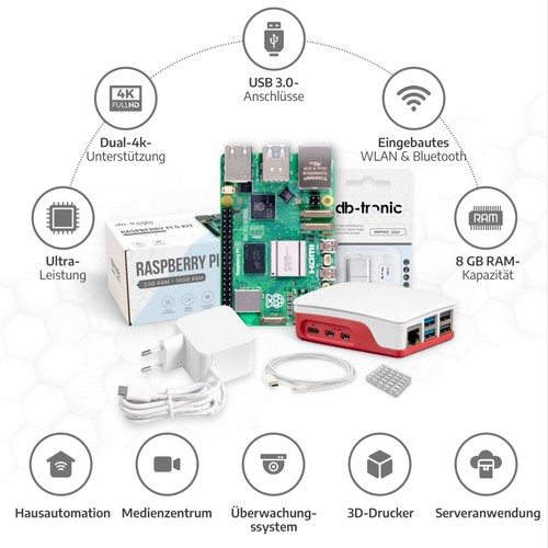 Raspberry Pi 5 8GB Starter-Kit | Netzteil 27W | Gehäuse | 128GB Edition | HDMI - Bild 3 von 9