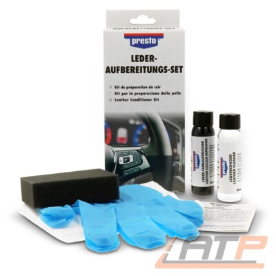 PRESTO LEDER AUFBEREITUNG SET SCHWARZ SEIDENMATT FLÜSSIGLEDER LEDERFARBE