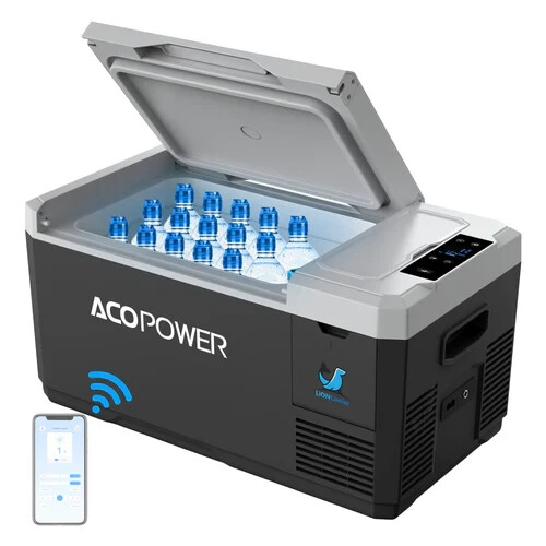 ACOPower 19QT Mini DC/AC Power Car Fridge Freezer| RV APP Control (NO Battery)