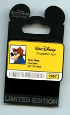 WDI Disney Brer Bear Splash Mountain Song  of the South ID Badge LE 300 Pin