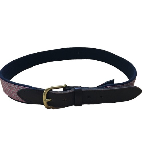 Vineyard Vines Womens Leather Contrast Gold Tone Belt Navy  display picture 2