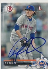 PJ Conlon New York Mets Autographed In Person 2017 Bowman 1st Baseball Card BP11