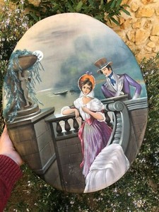 ANCIENNE ECOLE FRANÇAISE Peinture sur Soie Toutou Cadre ancien EUR 19